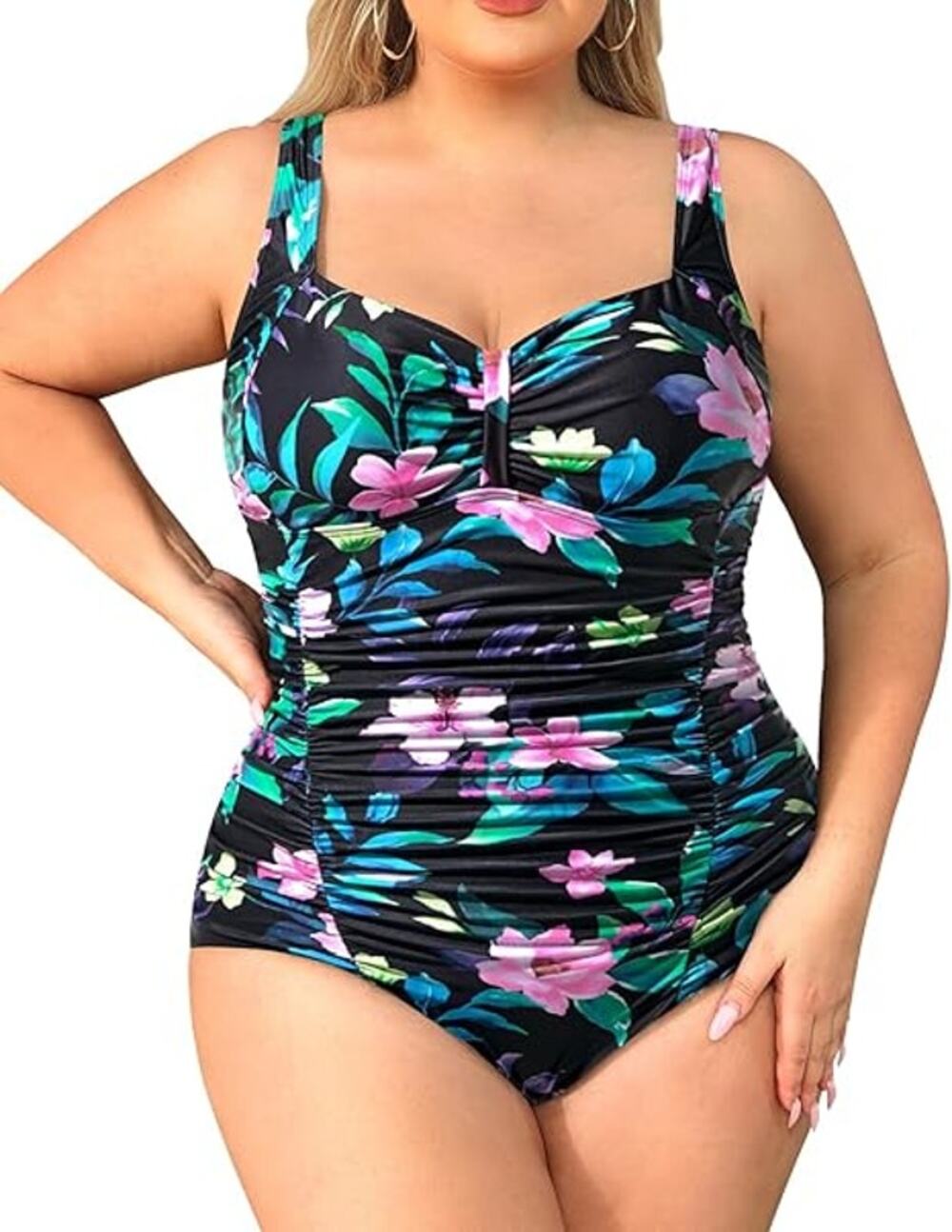 NWT Daci Floral Ruched Tummy Control One Piece Swim Bathing Suit Women's Size XL